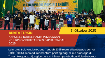 Kapolres Nabire Hadiri Pembukaan Kejurprov Bulutangkis Papua Tengah 2025 di GOR Kota Lama