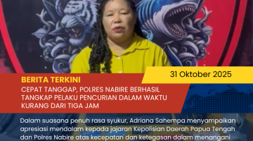 Cepat Tanggap, Polres Nabire Berhasil Tangkap Pelaku Pencurian dalam Waktu Kurang dari Tiga Jam